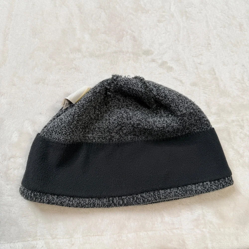 The North Face Gray Knit Fleece Lined Beanie Hat Wool Blend Unisex One Size
